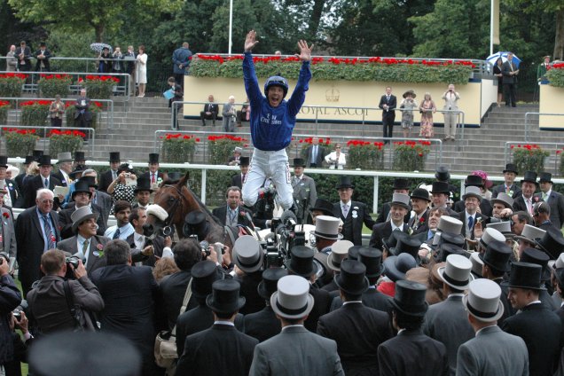 Rewilding winning the Prince Of Wales's Stakes (British Champions' Series) (Group 1) Frankie Dettori Star jump