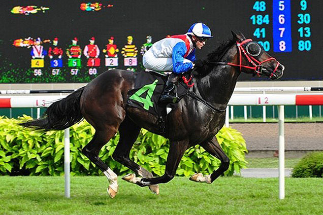 In full flight. Flash Gift and Manoel Nunes on their way to victory on Sunday.