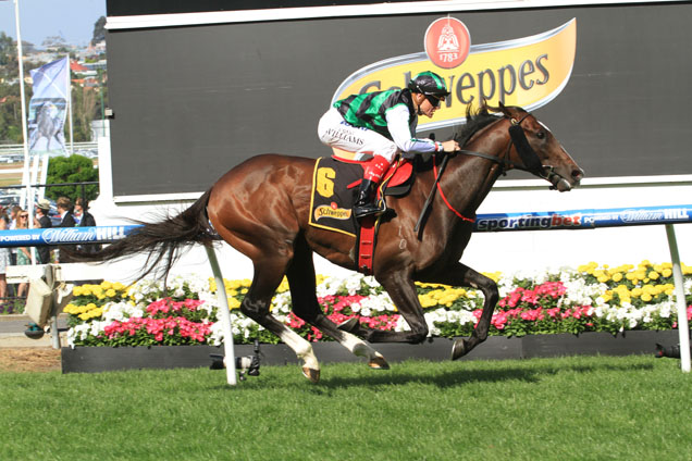 Hooked winning the Schweppes Crystal Mile