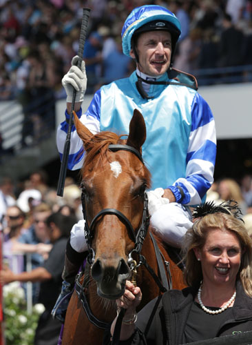 Huka Eagle parading after winning Tip Top Stakes on 26 Dec, 2014.