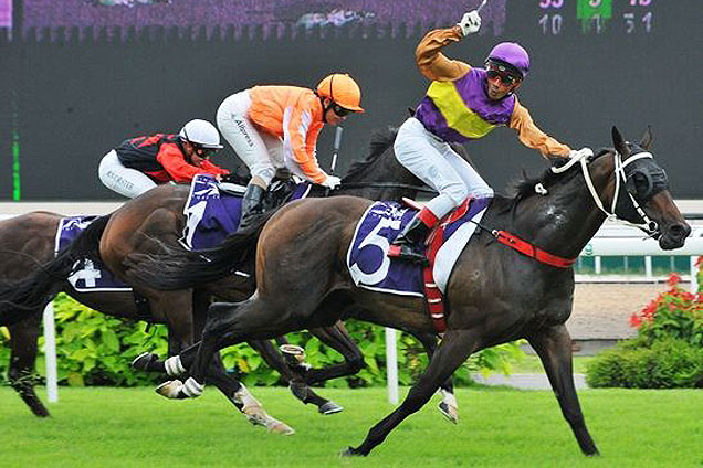 Apprentice Zuriman Zulkifli celebrates his first feature success after taking out the Group 3 Admiralty Classic Stakes aboard Knight's Command on Sunday.