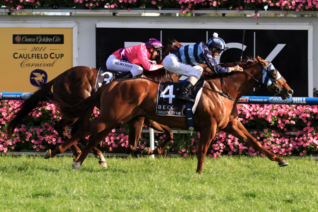 Shooting To Win winning the Beck Caulfield Guineas