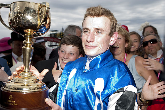 Jockey - Ryan Moore with the Emirates Melbourne Cup.
