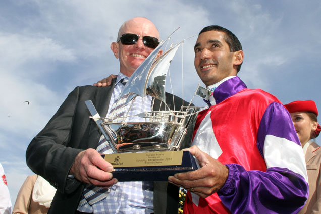 Hucklebuck, Trainer - PHILLIP STOKES & Jockey - DOM TOURNEUR after winning the Emirates Stakes.