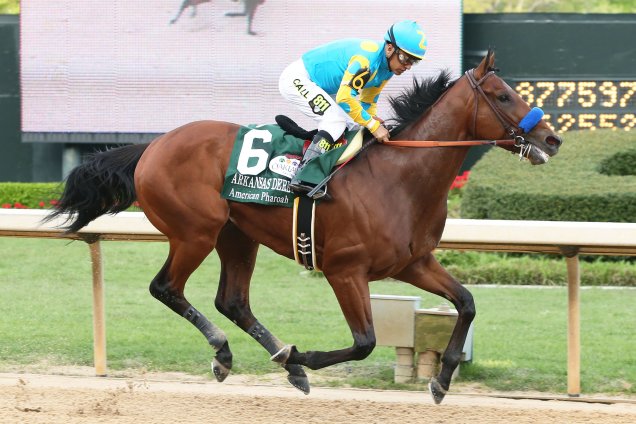 American Pharoah winning the Arkansas Derby.