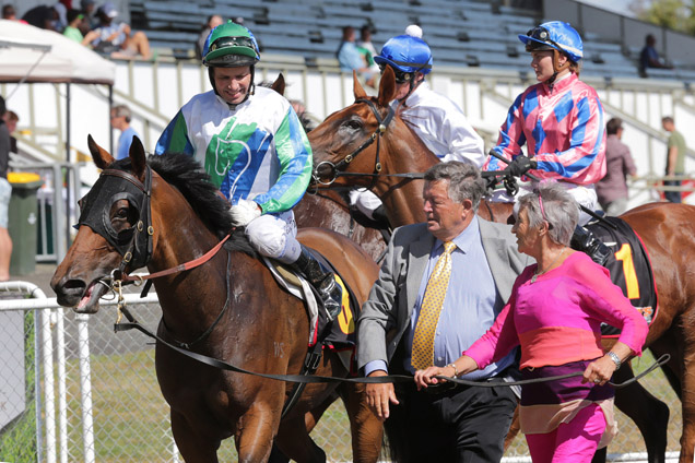 Garry and Mary Chittick lead in their Group One mare Costume.