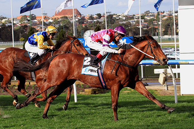 Le Bonsir winning the 1print Carlyon Stakes