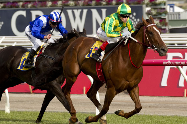 Scarlet Billows winning the Hong Kong Jockey Club Stakes