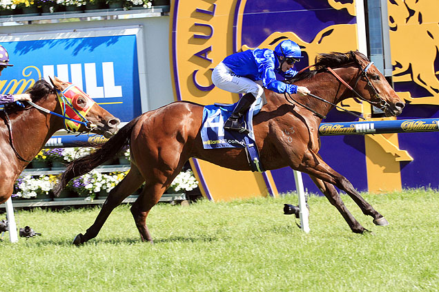 Vashka winning the Moonga Stakes