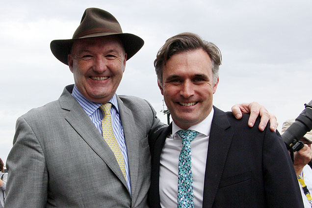 Trainers D HAYES & T DABERNIG after Criterion winning the Caulfield Stakes.