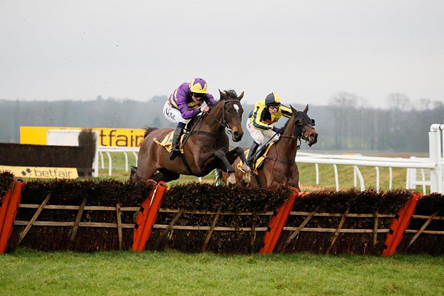 Agrapart(Left) winning the Betfair Hurdle (Grade 3 Handicap)