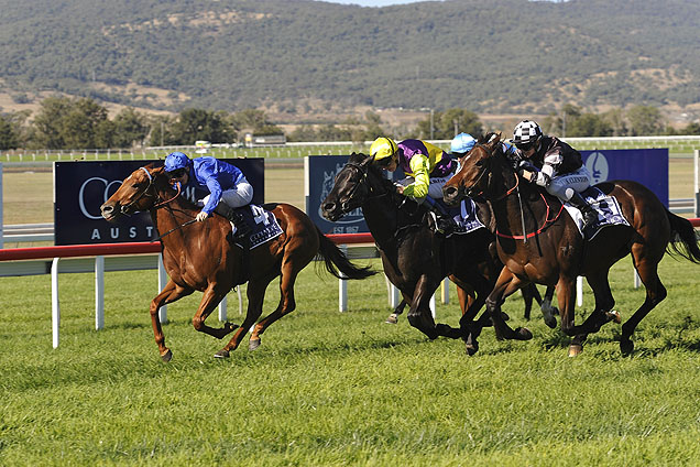 Alucinari winning the Coolmore Denise's Joy Stakes