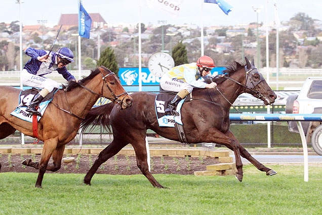 Heatherly winning the 1print Carlyon Stakes