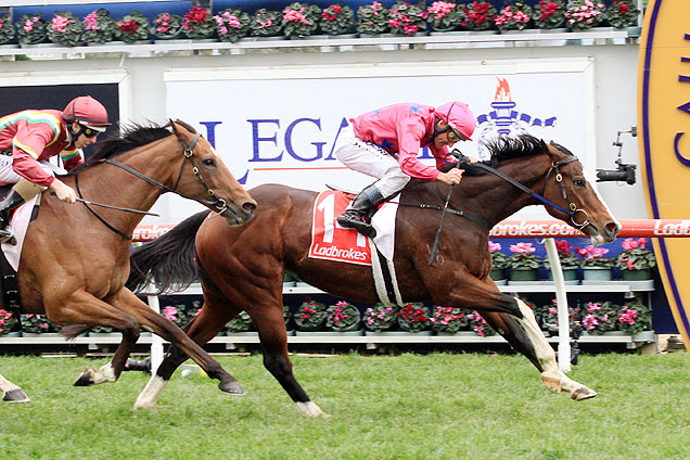 Miss Rose De Lago sticks on to win the P.B Lawrence Stakes at Caulfield