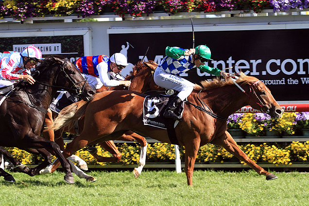 Tuscan Sling winning the Mypunter.Com Bellmaine Stakes