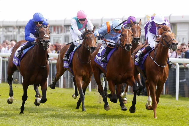 Viren's Army(center) winning the Betdaq Dee Stakes (Listed)