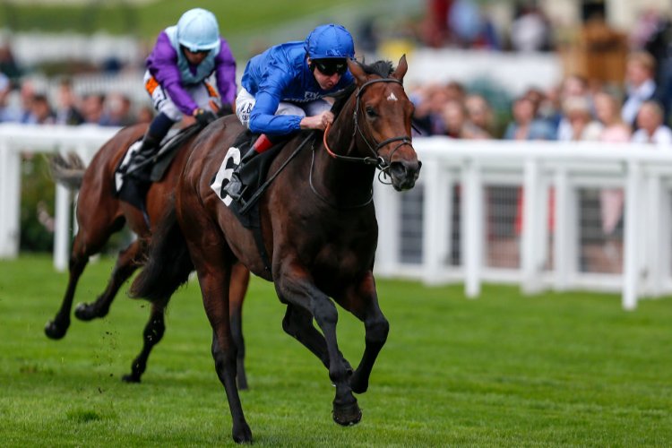 MYTHICAL MAGIC winning the Anders Foundation British EBF Crocker Bulteel Maiden Stakes in Ascot, England.