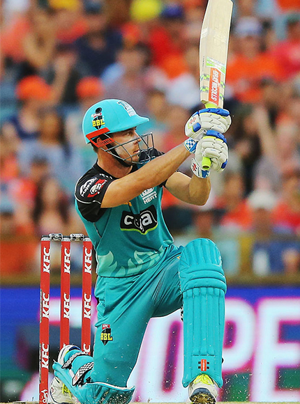 CHRIS LYNN of the Heat bats during the Big Bash League match between the Perth Scorchers and the Brisbane Heat at WACA in Australia.