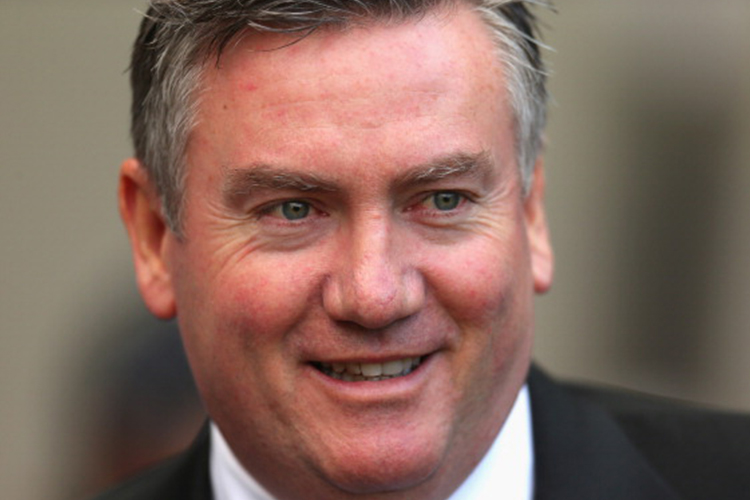 Collingwood president EDDIE MCGUIRE looks on during the AFL match between the Essendon Bombers and the Collingwood Magpies at the MCG in Melbourne, Australia.