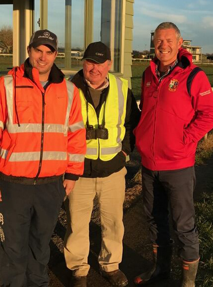 Former rugby great Gavin Hastings (right) with Murray Baker (centre) and Andrew Forsman.