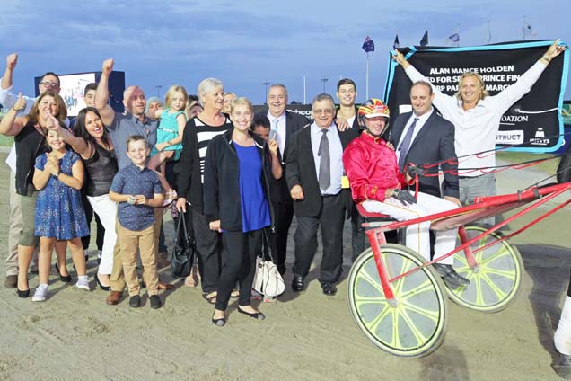Trots trainer/driver Matthew Craven with his happy connections after winning with his rising star trotter, Magicool. Trots trainer/driver Matthew Craven with his happy connections after winning with his rising star trotter, Magicool.