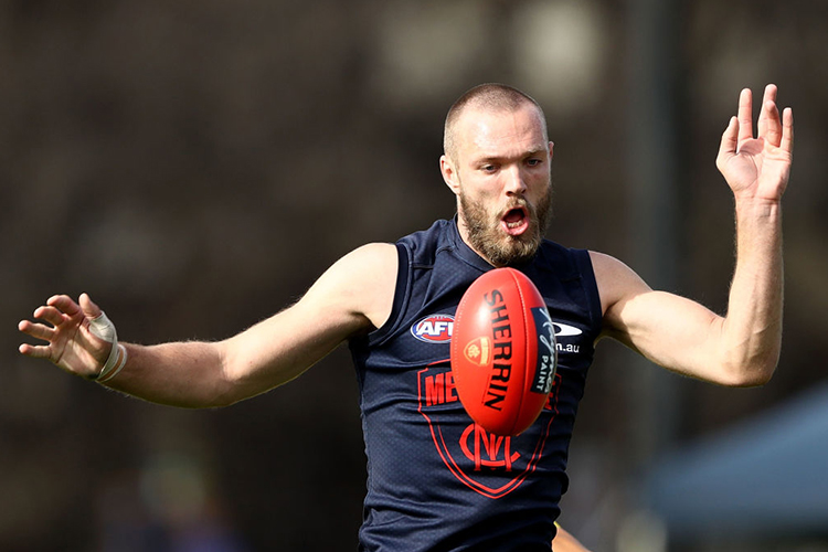 MAX GAWN of the Demons looks to get the ball during a Melbourne Demons AFL training session at Gosch's Paddock in Melbourne, Australia.