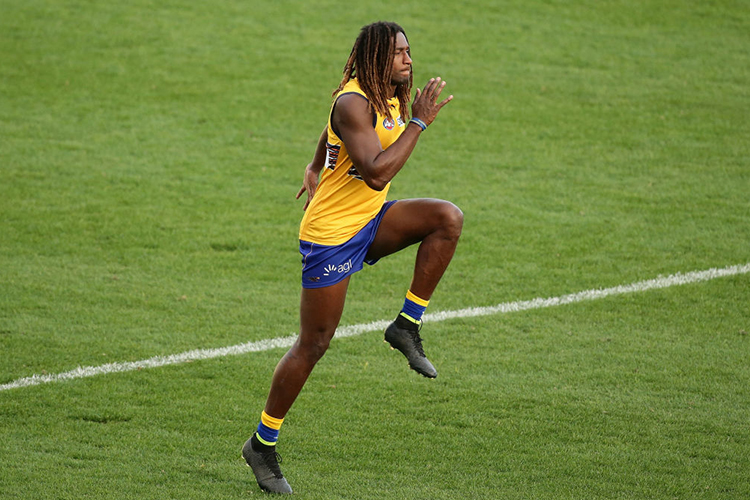 NIC NAITANUI of the Eagles continues his rehabilitation during a West Coast Eagles AFL training session at Domain Stadium in Perth, Australia.