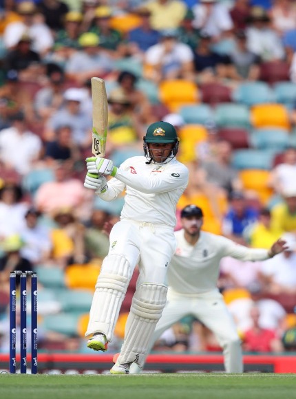 USMAN KHAWAJA of Australia bats during the First Test Match of the 2017/18 Ashes Series in Brisbane, Australia.