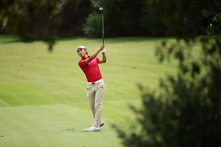 MIN WOO LEE of Australia plays his approach shot during the Australian Open at Royal Sydney Golf Club in Sydney, Australia.