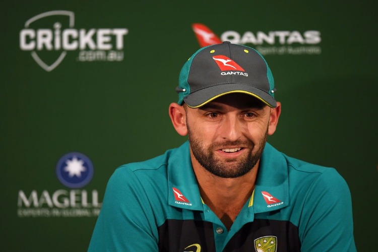 NATHAN LYON of Australia speaks during a press conference at Adelaide Oval in Adelaide, Australia.