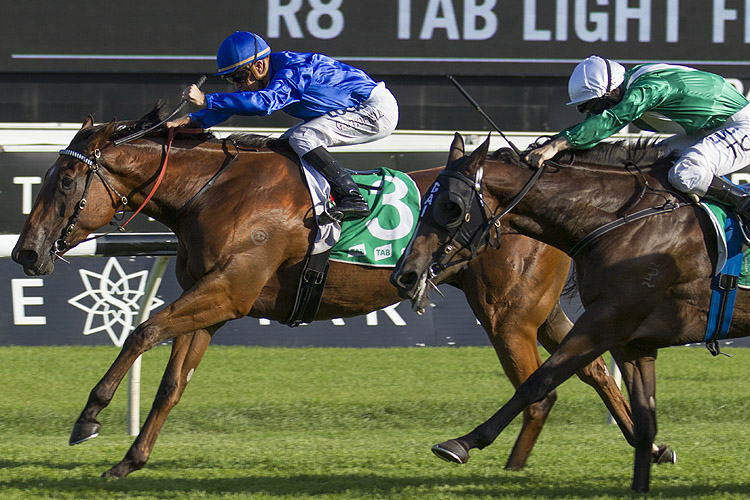 Alizee winning the Light Fingers Stakes