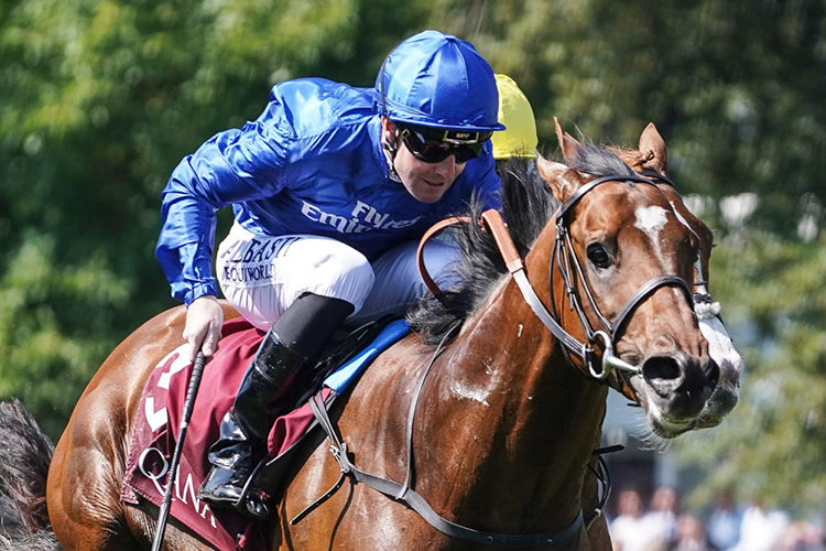 Best Solution winning the Princess Of Wales's Arqana Racing Club Stakes in Newmarket, United Kingdom.