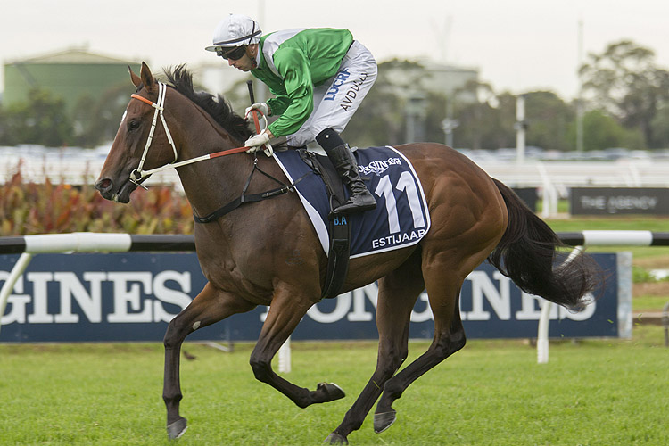 Estijaab winning the Longines Golden Slipper