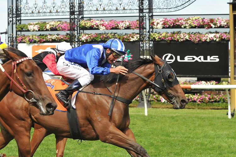 Khulaasa winning the Tbv Thoroughbred Breeders Stks