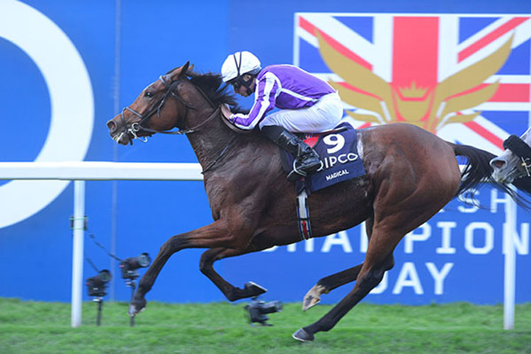 Magical winning the Qipco British Champions Fillies & Mares Stakes (Group 1)