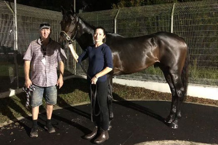 Gary Hennessy with track rider Tui Miles and Ocean Emperor at the International Stables on Monday.