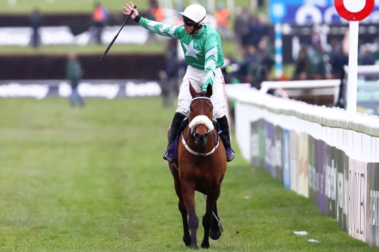 PRESENTING PERCY winning the RSA Insurance Novices' Steeple Chase at Cheltenham in England.