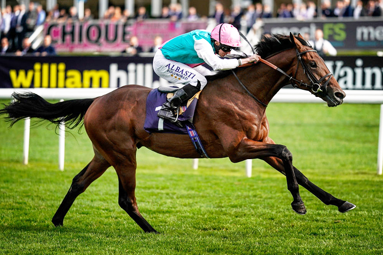 SANGARIUS winning the Weatherbys Global Stallions App Flying Scotsman Stakes in Doncaster, United Kingdom.