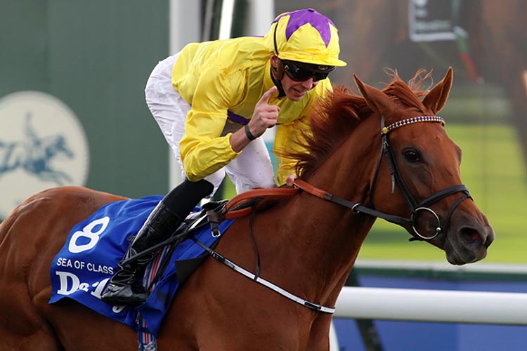 Sea Of Class winning the Darley Yorkshire Oaks (Fillies' and Mares' Group 1)
