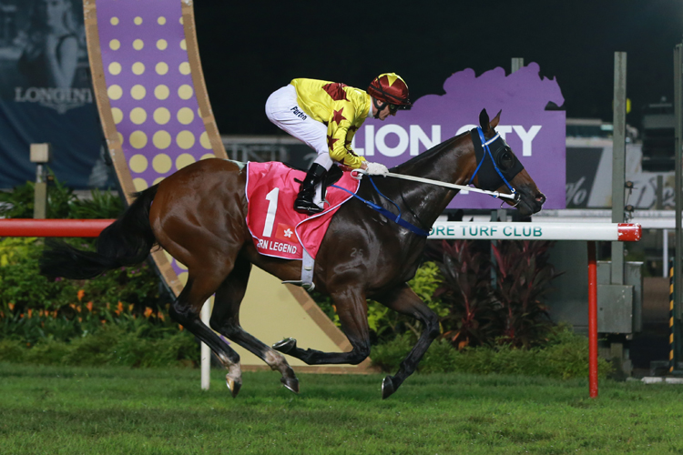 Southern Legend wins the G1 Kranji Mile with Zac Purton in the saddle