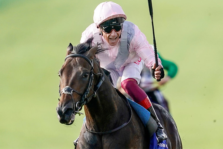 TOO DARN HOT winning the Darley Dewhurst Stakes in Newmarket, United Kingdom.