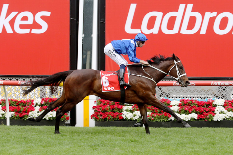 Winx winning the Ladbrokes Cox Plate