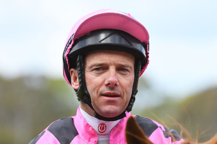 Jockey : Brett Prebble
after winning Spicer Thoroughbreds Handicap during Melbourne Racing at Sandown Hillside in Melbourne, Australia.