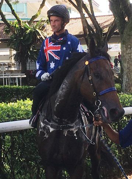 Lim's Magic (Glen Boss) in a lather of sweat after his trial on Thursday.