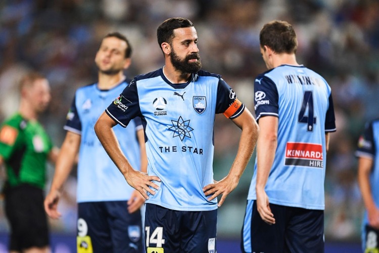 ALEX BROSQUE of Sydney shows his dejection during the A-League match between Sydney FC and the Brisbane Roar at Allianz Stadium in Sydney, Australia.