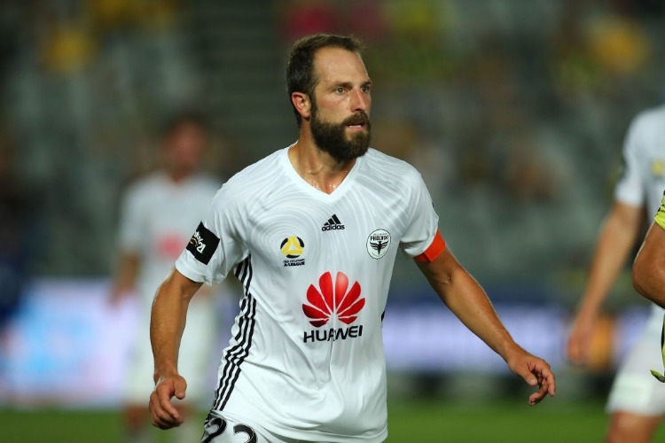 ANDREW DURANTE of the Phoenix during the A-League match between the Central Coast Mariners and the Wellington Phoenix at Central Coast Stadium in Gosford, Australia.