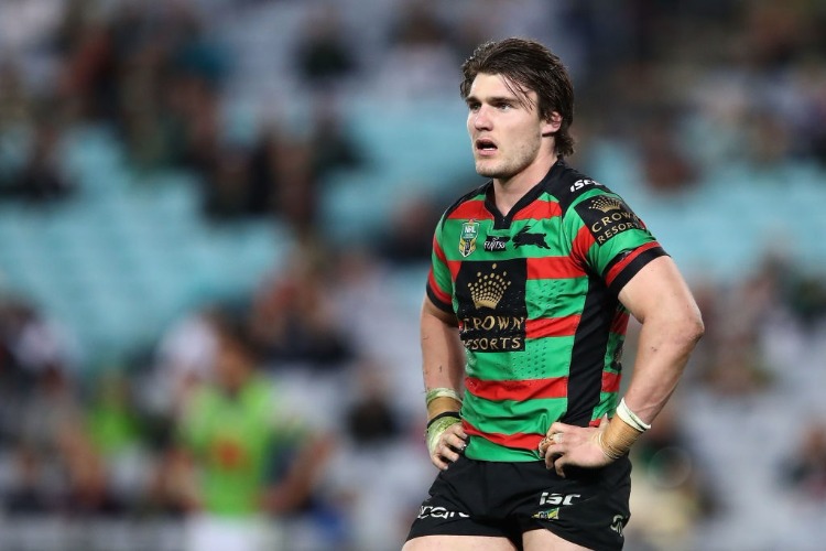ANGUS CRICHTON of the Rabbitohs during the NRL match between the South Sydney Rabbitohs and the Canberra Raiders at ANZ Stadium in Sydney, Australia.