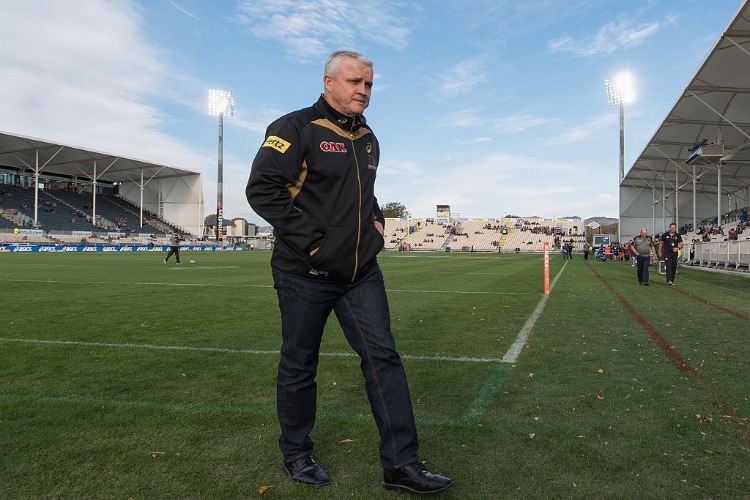 Head Coach ANTHONY GRIFFIN of the Panthers looks on prior to the NRL match between the Penrith Panthers and the New Zealand Warriors at AMI Stadium in Christchurch, New Zealand.