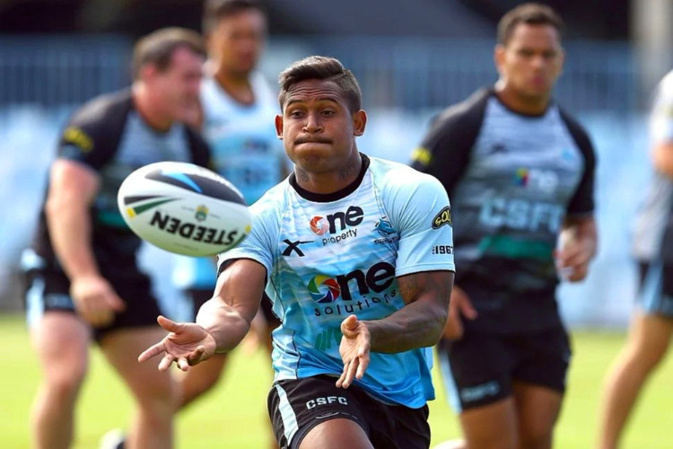 BEN BARBA passes the ball during a Cronulla Sharks NRL training session at Remondis Stadium in Sydney, Australia. BEN BARBA passes the ball during a Cronulla Sharks NRL training session at Remondis Stadium in Sydney, Australia.