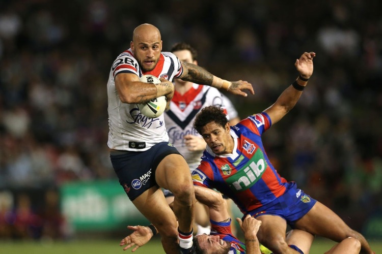 BLAKE FERGUSON of the Roosters in action during the round seven NRL match between the Newcastle Knights and the Sydney Roosters at McDonald Jones Stadium in Newcastle, Australia. BLAKE FERGUSON of the Roosters in action during the round seven NRL match between the Newcastle Knights and the Sydney Roosters at McDonald Jones Stadium in Newcastle, Australia.